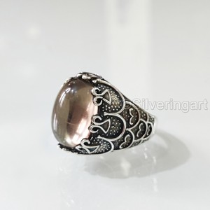 Bague en argent sterling 925 pour homme, en quartz fumé naturel, pierre de naissance d'avril, toutes tailles, bijou de mariage lourd, vente en gros - Product Image 4