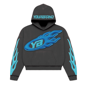 Vente en gros sweat à capuche imprimé bouffant personnalisé 3D logo en relief surdimensionné Streetwear sweat-shirt en polaire lourd fournisseur OEM - Product Image 5
