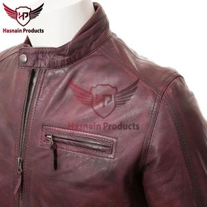 Veste de motard en cuir Oxblood pour homme: coupe personnalisée, style vintage, vêtements d'extérieur de moto de qualité supérieure - Product Image 3