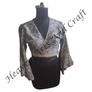 Top de corbata de última calidad de exportación para mujer, Material de seda con patrón Floral, estilo informal, colorido, diseñado para ropa informal diaria - Product Image 1