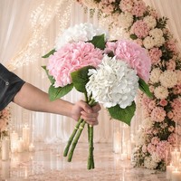Bunga Hydrangea Buatan Tangan 196 Kelopak Sentuhan Asli Kepadatan Tinggi - Bunga Artifisial Melembapkan Batang Tunggal Mewah untuk Pernikahan Hari Ibu