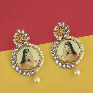 Kriaa Padmavati Inspired Gold Plated Dangler <b>Earrings</b> 1315130 <b>Fine</b> <b>Cuff</b> Jewelry - Product Image 1