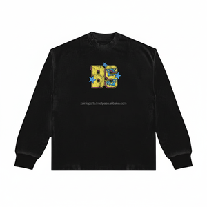 370 GSM coton Polyester mélange sweat doux intérieur polaire noir à manches longues personnalisé sérigraphie Logo respirant sweats - Product Image 1