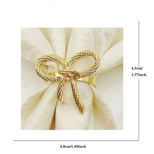 Anneau de serviette en or luxueux et exquis avec nœud papillon pour des dîners romantiques, luxueux et classiques, des fêtes, des maisons, des restaurants, décoration de table - Product Image 6