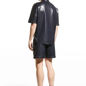 Camisas Casuales de Cuero para Hombre con Cierre de Botones Personalizado OEM, Diseño de Logotipo Personalizado, Buen Precio de Venta - Product Image 2