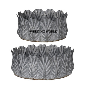 <b>Set</b> of Two Planter Round Shape Garden Decoration Planter Classic Tabletop Stylish Wholesale New Fancy Metal Planter - Product Image 1