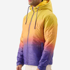 Veste matelassée en toile pour homme, à capuche, imperméable, coupe-vent, respirante, légère, chaude pour l'hiver, rembourrée, jaune, teinte violette - Product Image 2