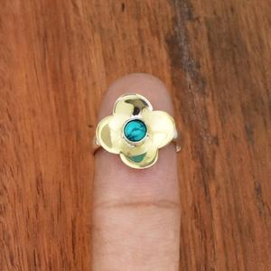 Bague Fleur Turquoise Bleue 925 Argent Nature Inspiré Boho Style Cadeau Bijoux pour Femmes - Product Image 2