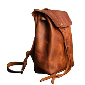 Vente en gros de sac à dos vintage en cuir véritable de haute qualité avec fermeture à glissière Capacité 20-35L LBK-0012 d'université - Product Image 1