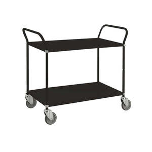 Chariot à 2 étagères de couleur unie KM8105, chariot en métal noir avec installation sur pied - Product Image 1