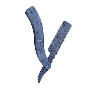 Venta caliente de acero de Damasco de borde recto maquinilla de afeitar de peluquero de un solo borde corte garganta afeitado de seguridad para Hombres Reales calidad de salón - Product Image 2