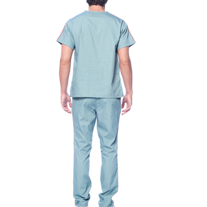 Ensemble de blouses médicales unisexes pour hommes, col en V, pantalon droit, tissu en coton, ensemble de blouses personnalisées avec logo, haute qualité - Product Image 3