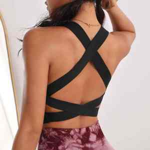 Logo personnalisé couleur unie haut de sport avec dos croisé soutien-gorge de sport antichoc pour la gym grande taille soutien-gorge de sport dos nu pour les femmes - Product Image 4
