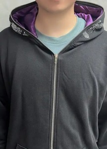 Sweat à capuche doublé en satin d'automne et d'hiver de luxe en polaire 6XL personnalisée de haute qualité avec impression en relief et manches longues - Product Image 3