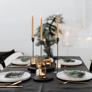 Portavelas cónico de Metal de excelente diseño acabado en negro para velas decorativas de Mesa para el hogar y la boda - Product Image 2