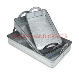 Bandeja de exhibición de hierro decorativa para granja, bandeja de servicio de Metal cuadrado galvanizado para uso doméstico y en el jardín - Product Image 4