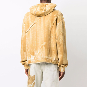 Venta al por mayor de los hombres Vintage Washed Hoodie Heavy Weight Cotton French Terry 3D Printed Acid Tie Dye Oversized Hoodie Solid para hombres - Product Image 3