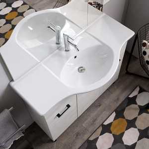 105cm White Oak Floor-Standing Bathroom Vanity with <b>Mirror</b> and Ravenna <b>Wall</b> Unit Premium Bathroom <b>Sets</b> - Product Image 3