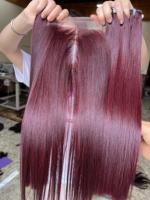 PRODUIT CHAUD 99J couleur bourgogne faisceaux de cheveux droits faisceaux de cheveux humains bruts et fermeture pour les femmes noires extensions