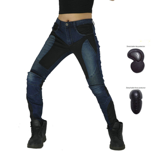 Pantalon de motard en denim bleu avec panneaux noirs, protections amovibles, respirant et à séchage rapide, D-Ride Moto, protections pour hommes toutes saisons - Product Image 2