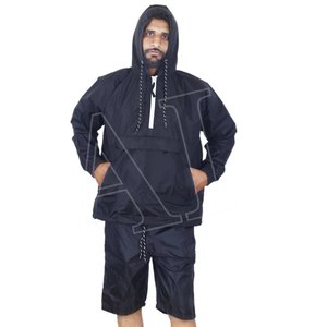 แจ็กเก็ตกันลมมีฮู้ดของผู้ชายเสื้อกันลมผ้าฟลีซสีดำกันน้ำได้ครึ่งหนึ่งออกแบบลายพิมพ์สำหรับกีฬากลางแจ้ง - Product Image 4