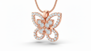 Colgante de Mariposa Clásico de Oro de 14K con Diamante Natural para Mujer, Uso Diario |   Adornos Narang - Product Image 3