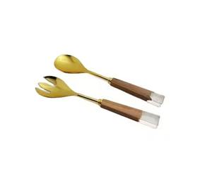 Service à salade en acier inoxydable plaqué or durable ensemble de couverts de la famille royale vaisselle couverts ensemble de fromage - Product Image 3