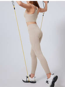 Conjunto de Yoga de 2 piezas sólido de talla grande de alta calidad OEM para mujer 100% algodón ropa activa para gimnasio Fitness - Product Image 6