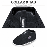 Empeignes de chaussures en textile tricoté noir avec boucle de traction et bordure surjetée blanche pour la production de chaussures