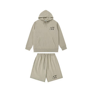 Ensemble survêtement deux pièces unisexe pour homme, couleur contrastée, sweat-shirt et short, 100% coton, coupe-vent, séchage rapide, grande taille pour l'hiver - Product Image 5