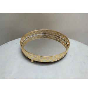 Bandeja de Espejo Decorativa Hecha a Mano en Color Dorado, Estilo Real, Nueva Llegada, Forma Redonda, Proveedor Mayorista, Bandeja de Servicio de Café de Moda - Product Image 5