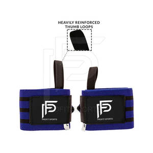 Muñequera de neopreno azul de alta calidad para levantamiento de pesas gimnasio Fitness culturismo logotipo personalizado al por mayor - Product Image 3