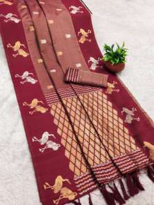 Sari de Seda Suave Premium VASTRA COTTAGE, Cuerpo con Zari, Pallu con Múltiples Zaris, Borde Tejido Elegante, Borlas de Diseño para Uso Festivo - Product Image 5