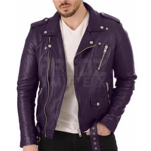 Veste en cuir véritable pour homme, automne-hiver, col montant, logo sur le devant, haute qualité - Product Image 2