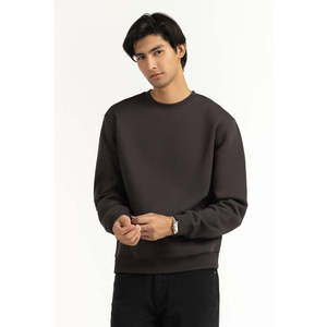 Pull-over décontracté unisexe en molleton tricoté léger et surdimensionné, col rond, couleur unie, sans doublure, séchage rapide, personnalisable (ODM), pour l'hiver et le streetwear - Product Image 1