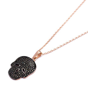 Forme de crâne noir Zircon pierre Design pendentif turc en gros fabriqué à la main 925 bijoux en argent Sterling - Product Image 2