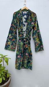 Bata de terciopelo reversible larga hecha a mano para mujer, chaqueta de invierno de tamaño libre, mangas de algodón completas, estampado de otoño, impermeable, transpirable - Product Image 6