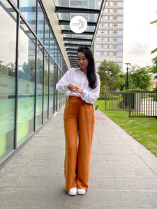 กางเกงขายาวผ้าลินินผสม ไม่ซีดจาง ไม่หดตัว สไตล์ลำลอง สำหรับฤดูใบไม้ร่วง ผลิตจากโรงงานในเวียดนาม รับผลิตแบบ OEM ODM - Product Image 1