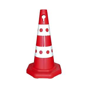 Ensemble de 10 cônes de signalisation PPC de 50 cm, réfléchissants, pour avertissement routier, avec bande réfléchissante blanche, en PVC, PU, PC durables - Product Image 1