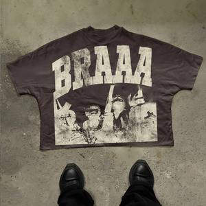 Camiseta básica de cuello redondo de algodón 100% Unisex, manga corta de gran tamaño con diseño cuadrado, gráfico de impresión Digital personalizado para hombres - Product Image 1