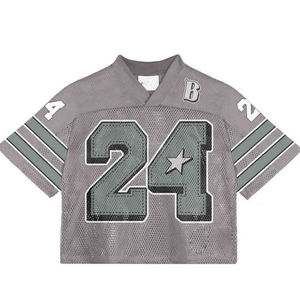 Hombre personalizado recortado de gran tamaño Vintage Streetwear deportes Retro americano Boxy malla 100% algodón camisetas para hombres suelto ajuste impreso - Product Image 6