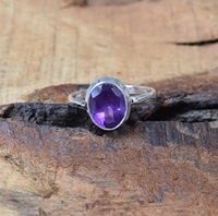 Bague chevalière améthyste en argent sterling massif Bague améthyste naturelle faite à la main pour les occasions d'anniversaire