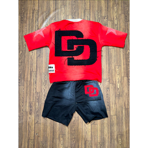Fabricación profesional Precio barato Verano Hombres Casual Twin Set Venta al por mayor Nueva moda por encargo Rhinestone Camiseta Shorts Set - Product Image 2