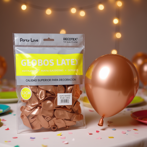 Palloncini in Lattice Party Love 12cm Oro Rosa Metallizzato 50 Pezzi in Confezione Decorazioni per Feste - Product Image 3