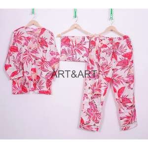 ชุดนอนผ้าฝ้ายคอวีสำหรับผู้หญิง ทำมือ พร้อมกระเป๋า ใส่สบาย ระบายอากาศดี เหมาะสำหรับฤดูร้อน ชุดนอนสำหรับผู้หญิง ออกแบบพิเศษเพื่อการนอนหลับ - Product Image 6