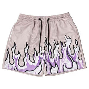 Short de basket-ball en maille à motif uni pour homme avec impression flamme et sublimation graphique Short d'entraînement de course à pied pour le sport - Product Image 2