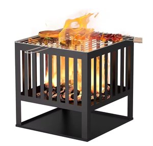 Antique Design Iron Black Fire Pit Wood Burning <b>Fireplace</b> Square Shape Outdoor & Indoor Garden Handmade Fire Pits - Product Image 1