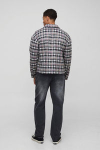 Hot Sell Custom Oversized Rhinestone Flannel <b>Plaid</b> Long Sleeve <b>Shirts</b> for Men Streetwear Plus Size Distressed Button Men <b>Shirts</b> - Product Image 6