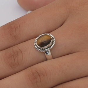 Anillo giratorio de ojo de tigre con piedras preciosas naturales hechas a mano de Plata de Ley 925, anillo sólido de la mejor calidad con estampado 925 - Product Image 3