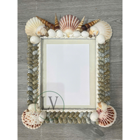 Cadre photo carré en bois de coquillages Lac Viet du Vietnam, coquillages naturels, décoration de maison de style côtier, fait main, nautique, personnalisable